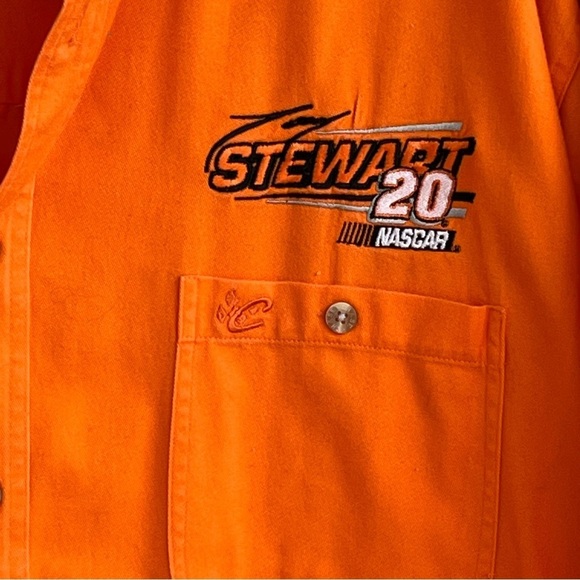 Tony Stewart Embroidered Men's Orange Button Down Short Sleeve Shirt XL NASCAR - Picture 4 of 10